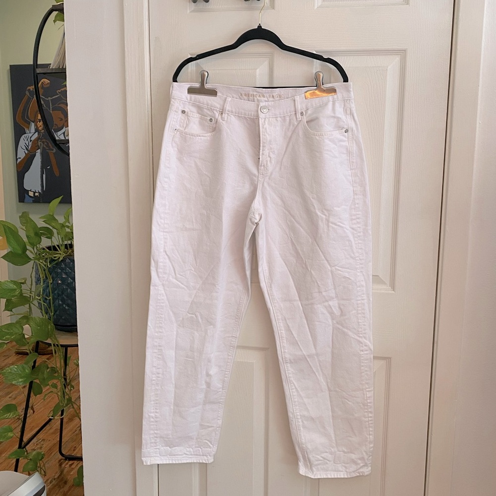 White Straight Leg Mom Jeans